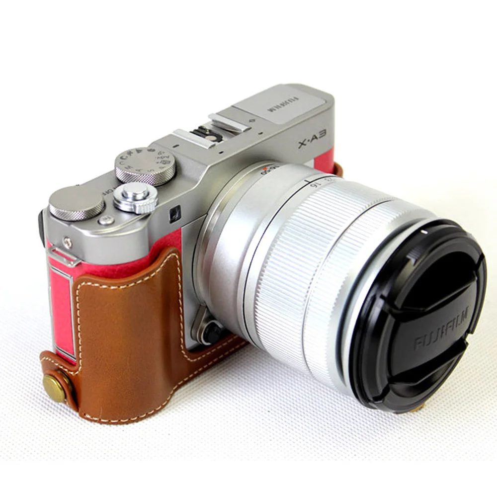 PU кожаный чехол для Fuji FujiFilm X-A3 XA3 Камера сумка Нижняя случае половина тела комплект с нижней Батарея открытие