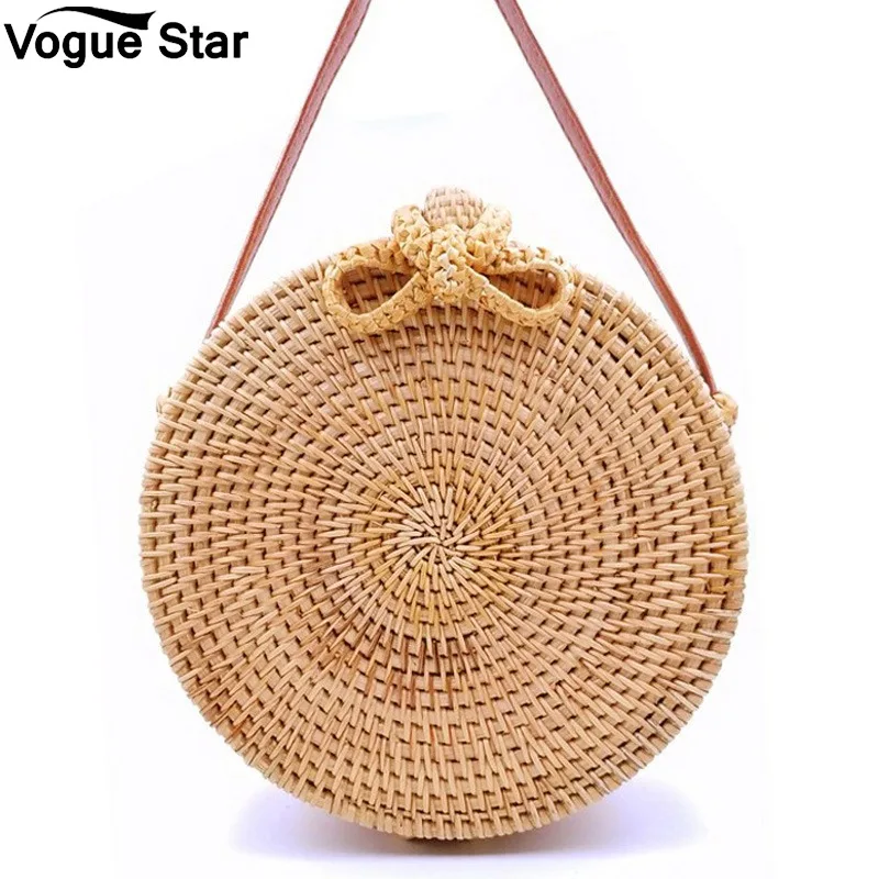 بالي حقيبة المرأة اليد المنسوجة جولة الروطان القش حقيبة البوهيمي الشاطئ دائرة حقيبة التعميم يد Crossbody حقائب كتف LB968