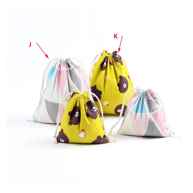 

Printed Cotton Linen Storage Shopping Storage Bag Eco-Friendly Folding Reusable Portable Drawstring Bag For Travel Grocery Bags