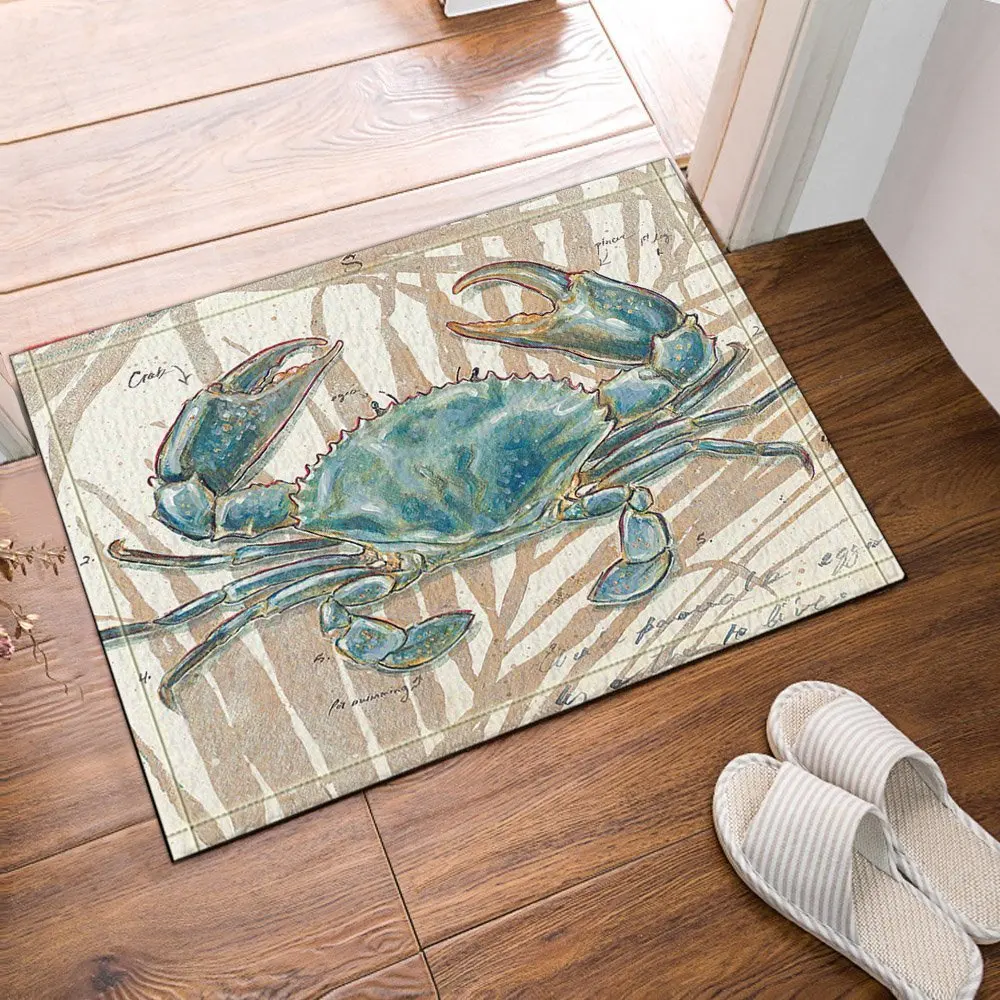 Blue Crab Bath Rugs Bathroom Entryways Outdoor Indoor Front Door Mat