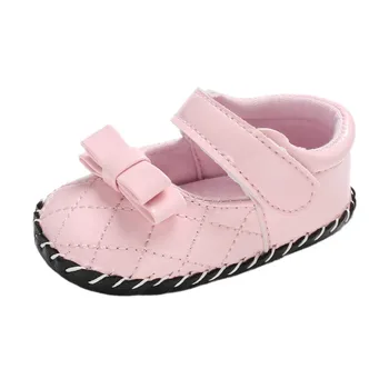 

2018 Bow Shoe PU Diamond Plaid Non-slip Soft Bottom Baby Toddler Shoe With Pu Material Comfortable For Dressing Hot