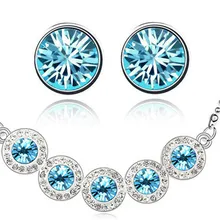 5 круглых циркониевых ожерелье со стразами серьги подарок для женщин комплект ювелирных изделий Мода для влюбленных девочек kate queen качество