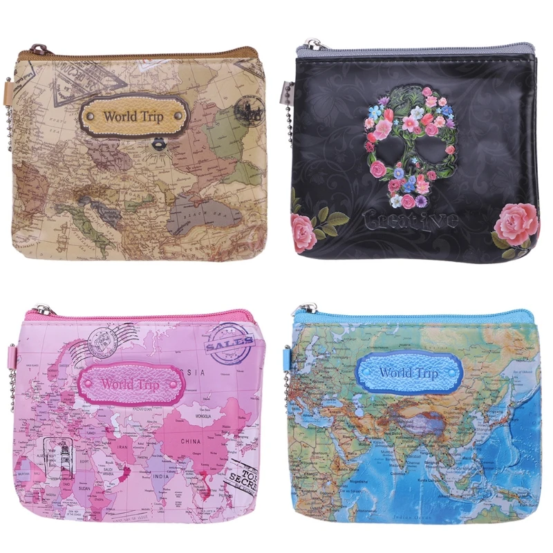 

Personality 3D Embossed Zipper Coin Purse Small Mini Change Wallets PU Leather