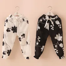 Лето для детей 2, 3, 4, 6, 8, 10 лет Детская Костюмы детские штанишки для детей, для маленьких мальчиков и девочек с цветочным узором, анти-москитные колготки с Фонари 9 Капри