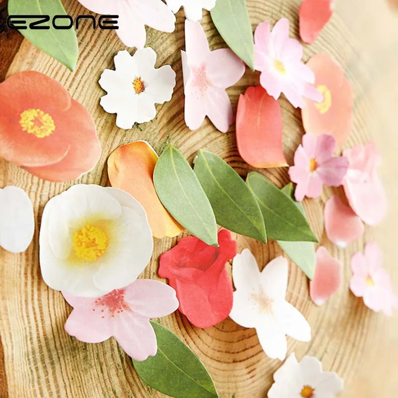 

EZONE Fresh Floral Flower Sticky Notes Cute Kawaii Sakura/Rose/Tulip Memo Pad N Times Sticker School Office Supply
