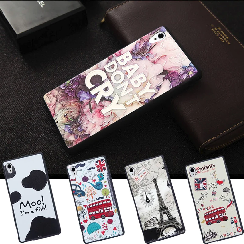 For Sony Xperia M4 Case TPU Ultra HD 3D Stereo Relief Painting Cover for |