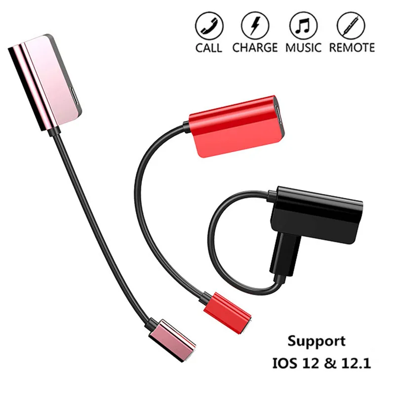 

IOS 12.1.4 2 in 1 Dual For lightning Jack Headphone Audio Charge Adapter For iPhone X 8 7 Plus XS Max Earphone AUX Calling Cable