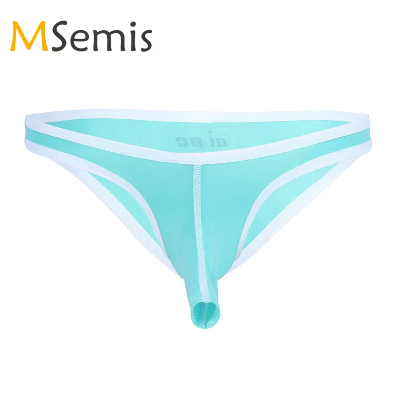 

Swimwear Men Swimsuit Gay Underwear Bikini Briefs Shorts Sexy Lingerie Open Long Sheath Bulge Pouch Underpants Male Panties