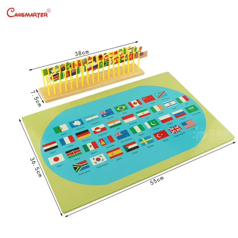  Montessori Preschool Flags of The World Map Recognize Geography Standard Teaching Aids Wooden Mater - 33017456449