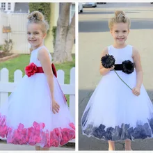 Свадебное Пышное Платье с цветочным рисунком и лепестками роз; белое платье с цветочным рисунком для девочек; выпускные тюлевые платья для первого причастия; Vestidos De Comunion