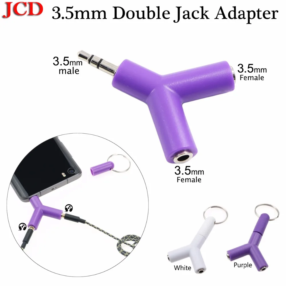 JCD Y shape 3 5mm Earphone Adapter Double Jack Adapter Plug Stereo Headphone Splitter for PC MP3 Smartphone Player Audio Cables