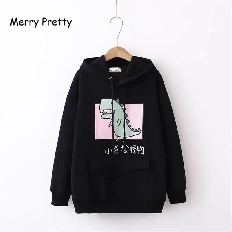 Women Pullovers Hoodie Embroidered Drawstring Pattern Design Thick Sweet Sleeve