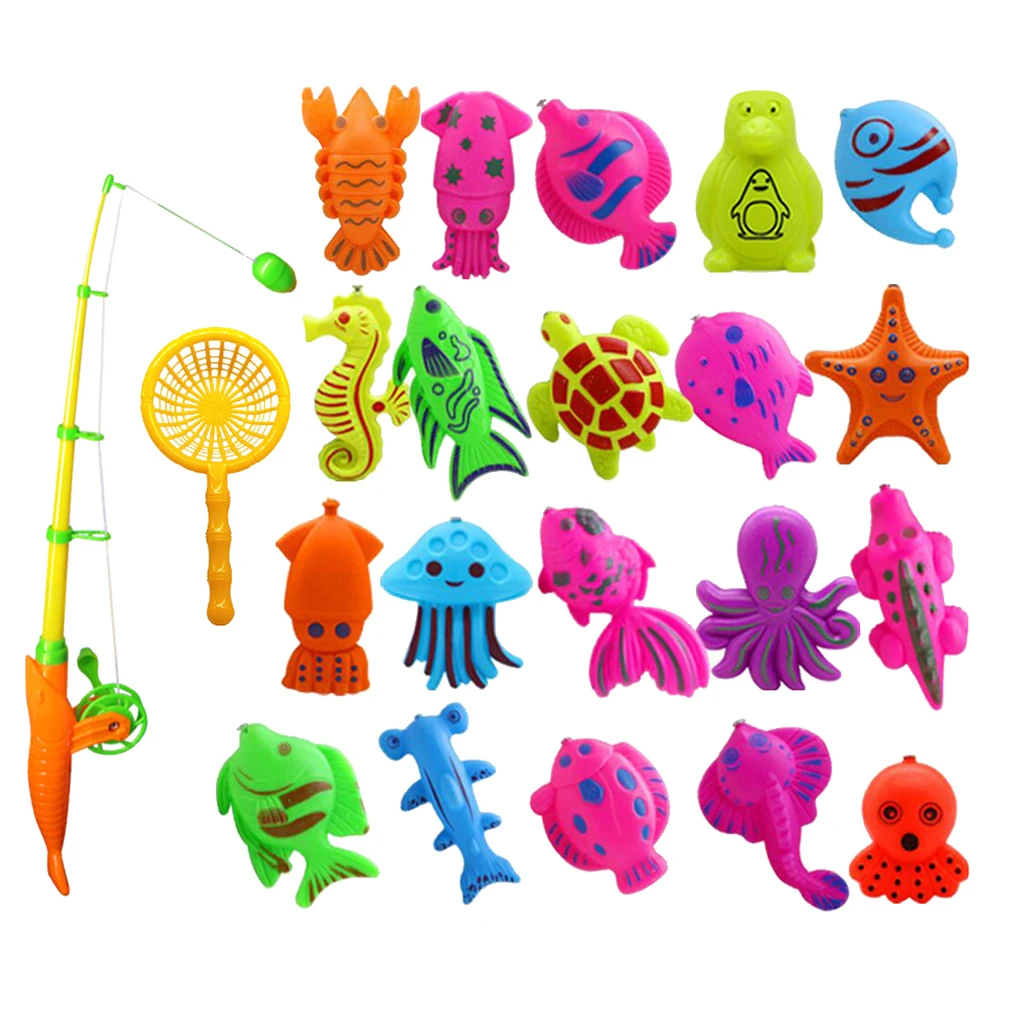 MagiDeal 1Set Fish Model Set Baby Magnetic Fishing Bath Time Water Toy for Bathroom Beach Outdoor Fun Kids Pretend Play Toys | Игрушки и