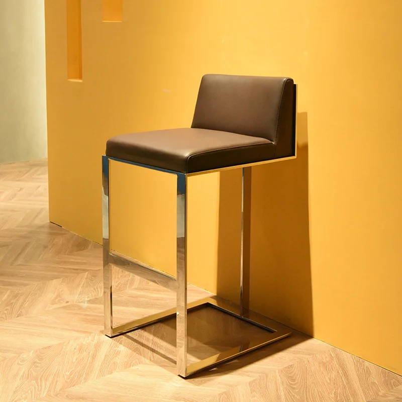 Nordic style creative stainless steel high bar chair modern minimalist high stool home high bar chair Nordic style creative stainless steel high bar chair modern minimalist high stool home high bar chair