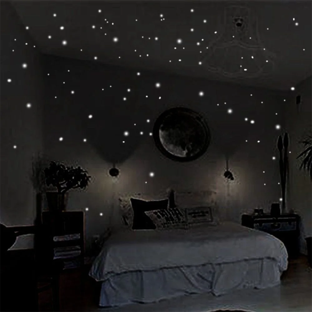 

2Pcs/Set Home Hot DIY Glow in the Dark Star Wall Stickers 408pcs Round Dot Luminous Wall Decal Kids Room Decor