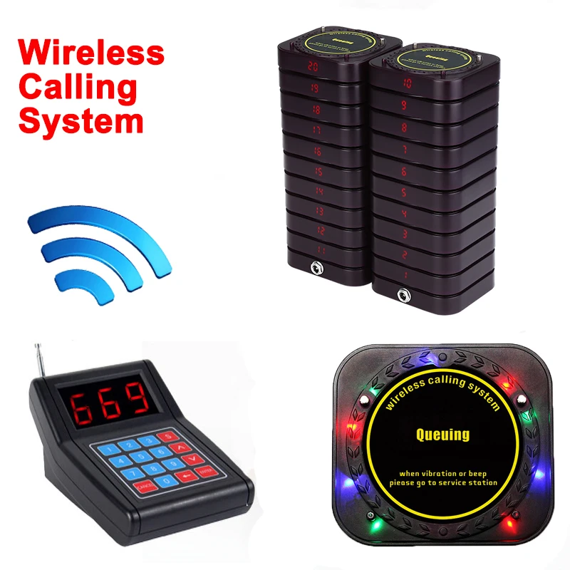 

Wireless Restaurant Equipment Calling Queuing System 1 Transmitter+20 Receivers