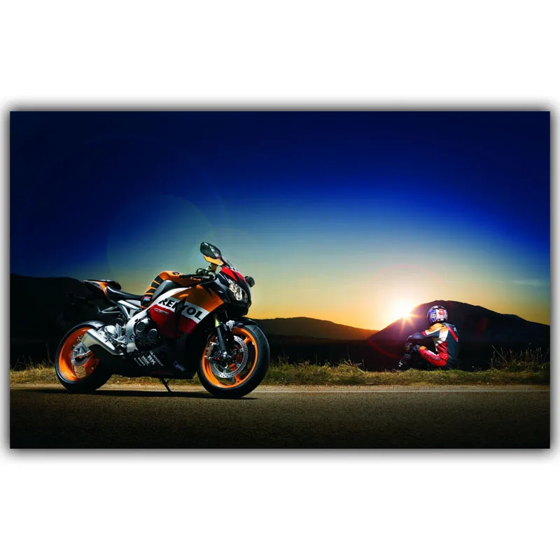 Motorcycle Racing Poster Custom Home Decoration Fashion Silk Fabric Wall Poster Car Design Wallpaper
