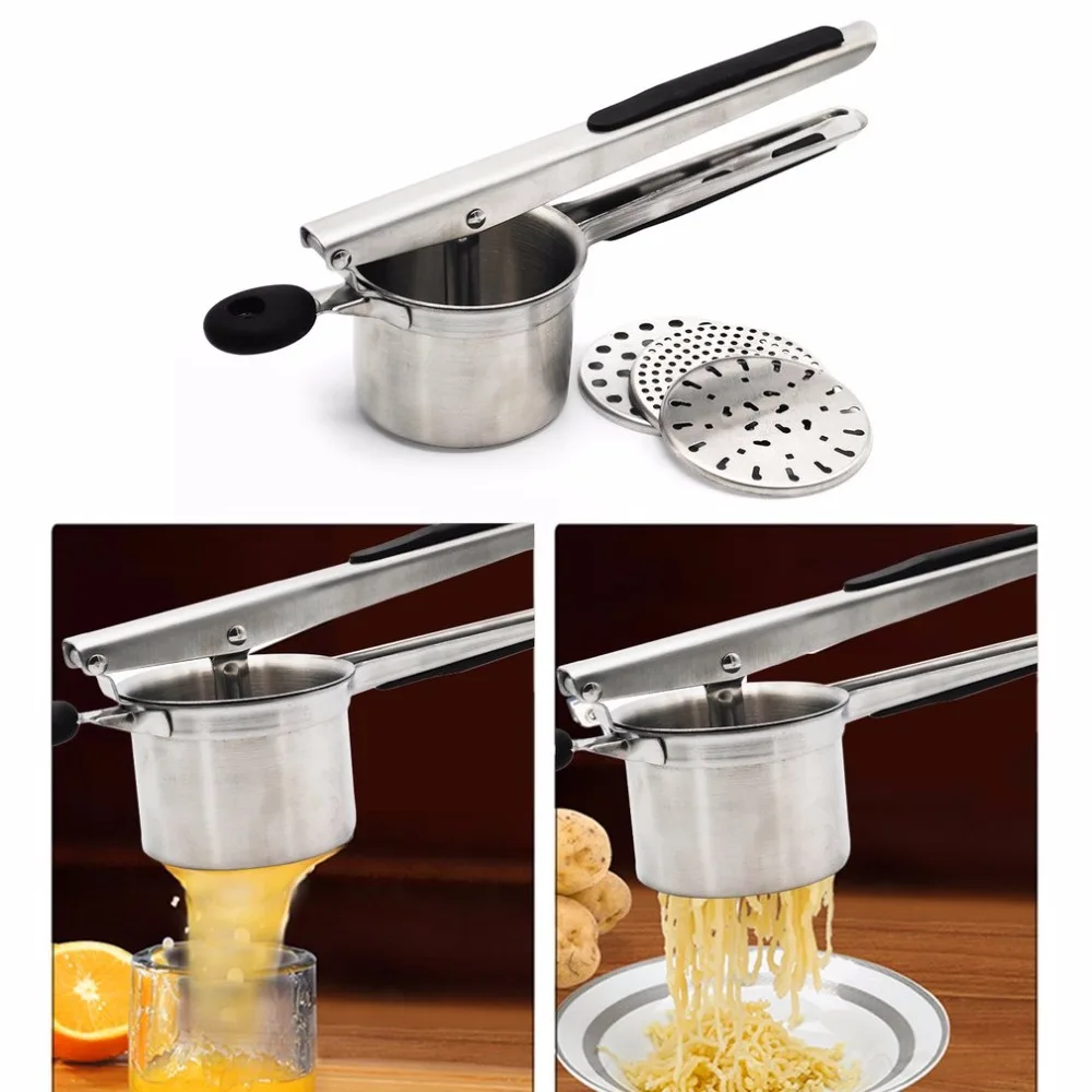 

Kitchen Tool Stainless Steel Practical Handy Potato Masher Pressure Mud Machine Crushing Potatoes Puree Fruit Vegetable Juicer