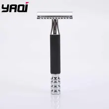 Yaqi хром и черный цвет латунь тяжелая ручка влажная Безопасная бритва