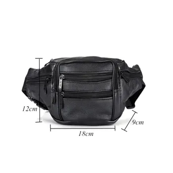 

Brand Fanny Pack Men Genuine Leather Waist Packs Fashion Men Organizer Travel Pack Necessity Banana belt Mobile Phone Bag N-76