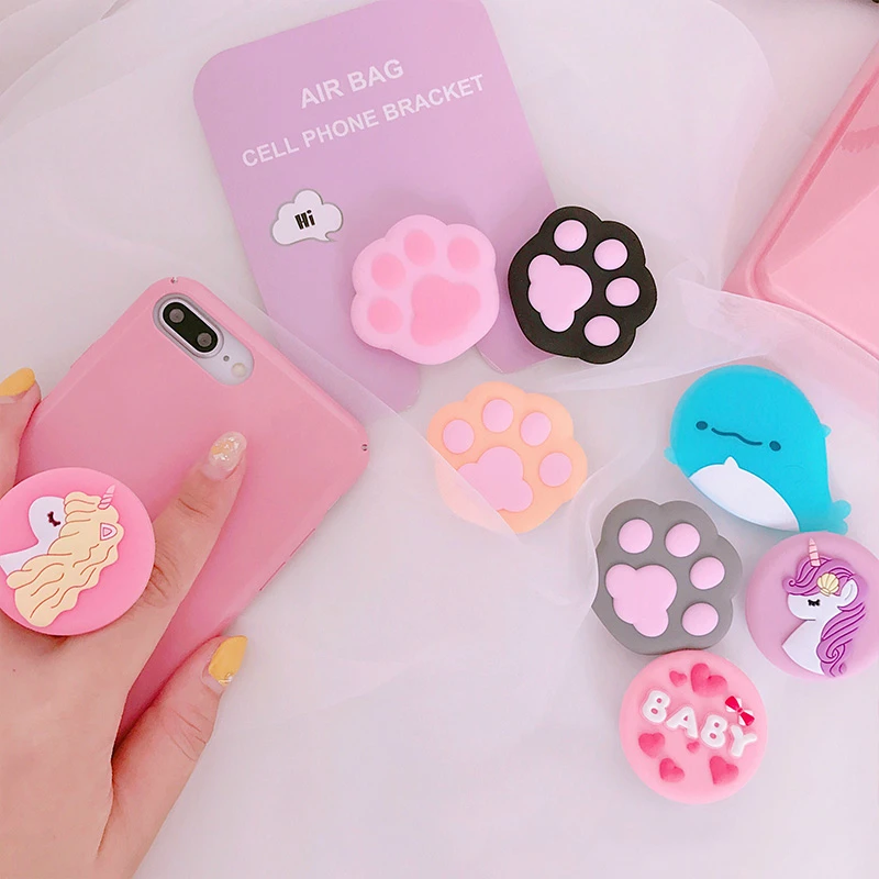 

50Pcs/Lot Universal Mobile phone Stand bracket Expanding Stand and grip phone Holder cartoon silicone Doraemon my melody