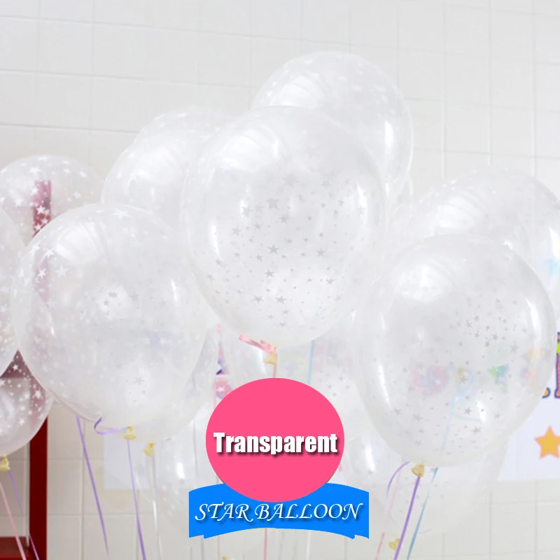

10pcs/lot 12inch Clear Stars Romatic Pearl Latex Balloons Helium Transparent Ball For Birthday Wedding Party Decor Globos Party