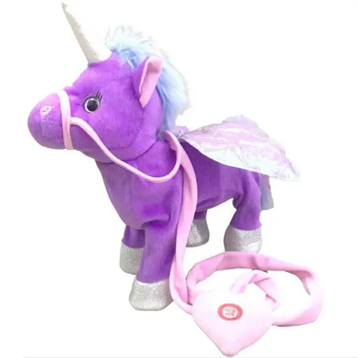 Детская электрическая прогулочная плюшевая мягкая лошадка, мягкая игрушка для животных, ходьба, пение, под названием скручивание пения музыки