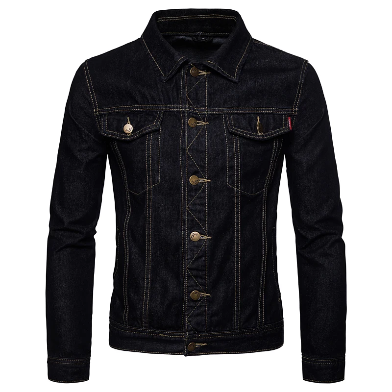 Мужские куртки осень Новая тонкая джинсовая куртка с отворотом куртка с несколькими карманами
