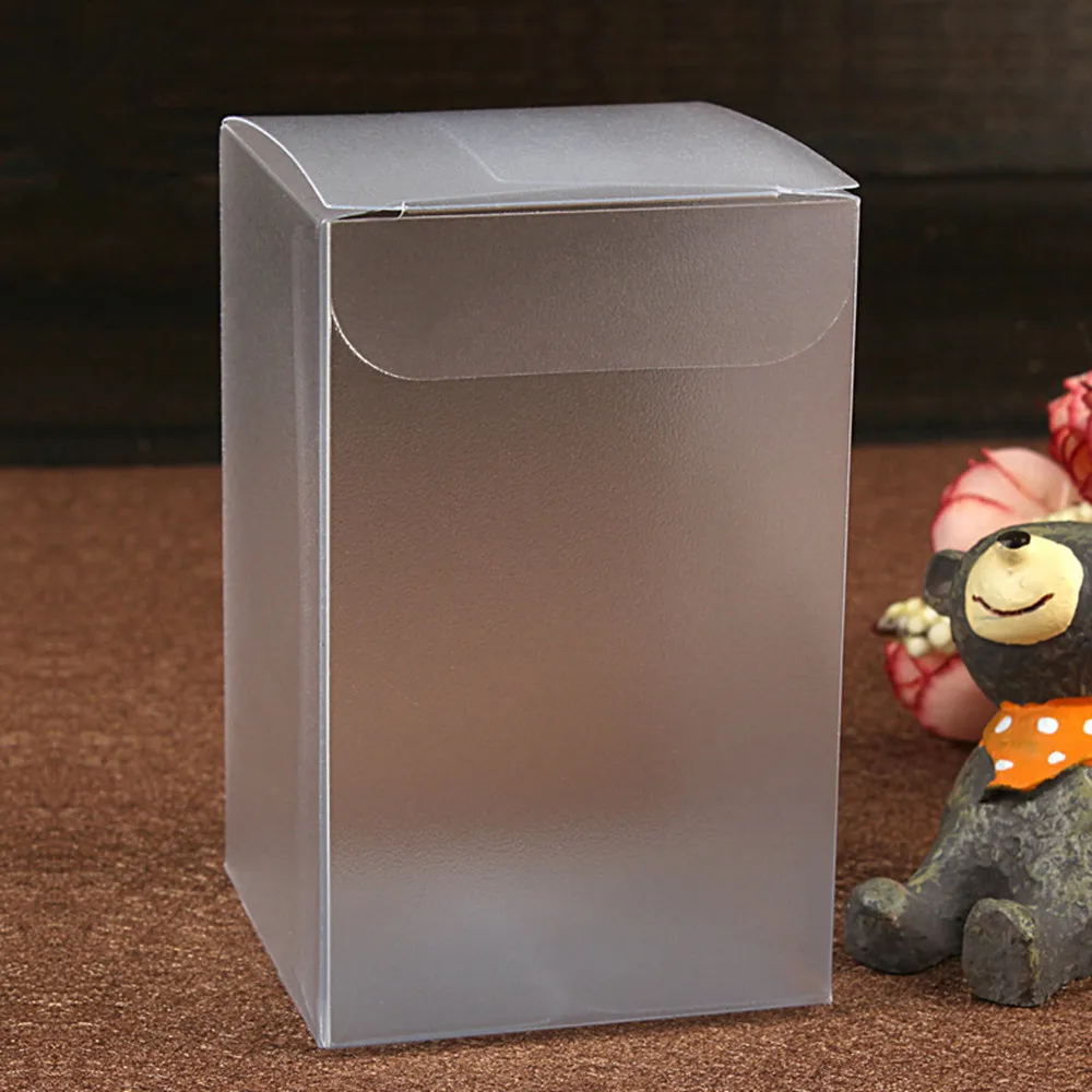 Retail 5*5*8cm 30Pcs/Lot PVC Rectangle Matte Frosted Clear Plastic Gift Pack Box Favor Chocolate