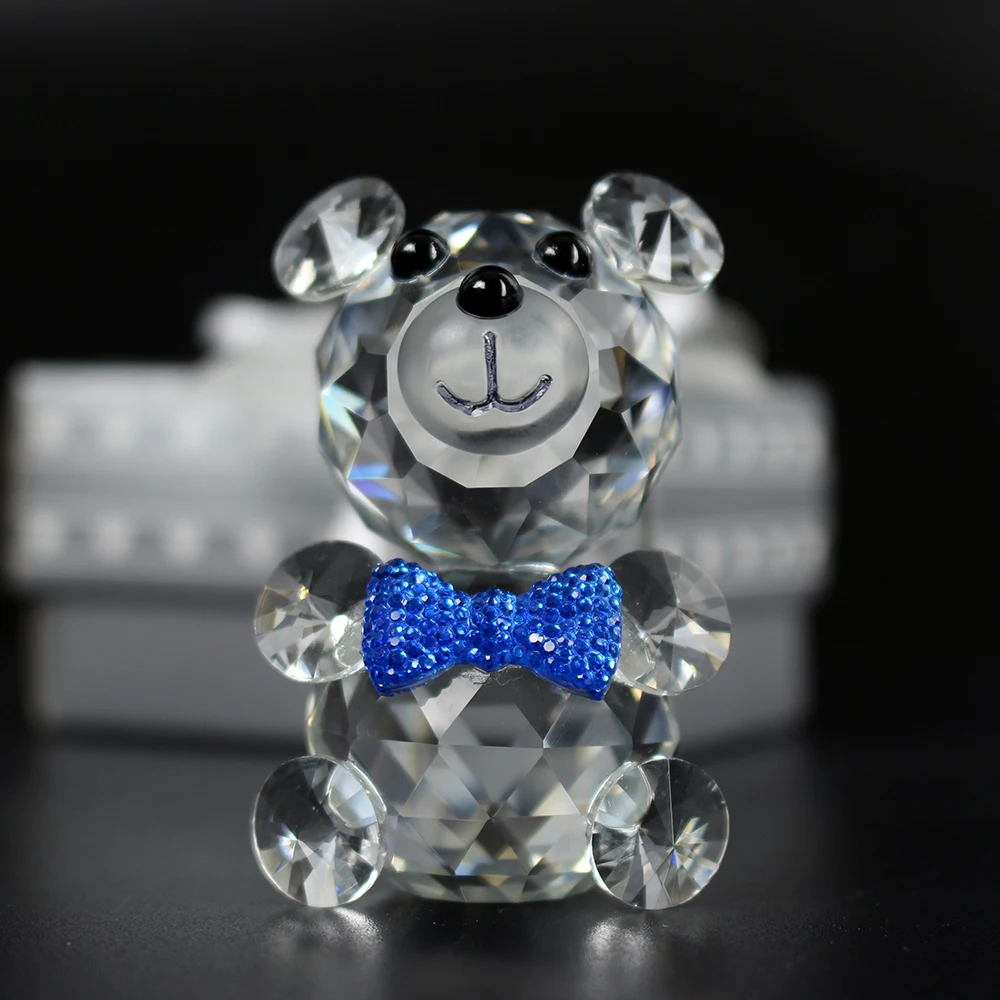 Cute Crystal Bear Figurine Glass Decorative Animal Paperweight For Home