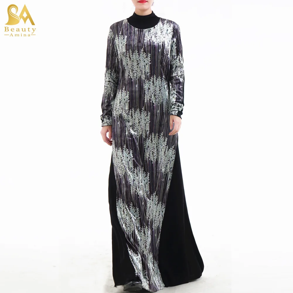 

High Quality New Arab Robes Abaya Dress Women Dubai Arabe Kaftan Fashion Velours Streamer Plus Size Muslim Robes Islamic Dress