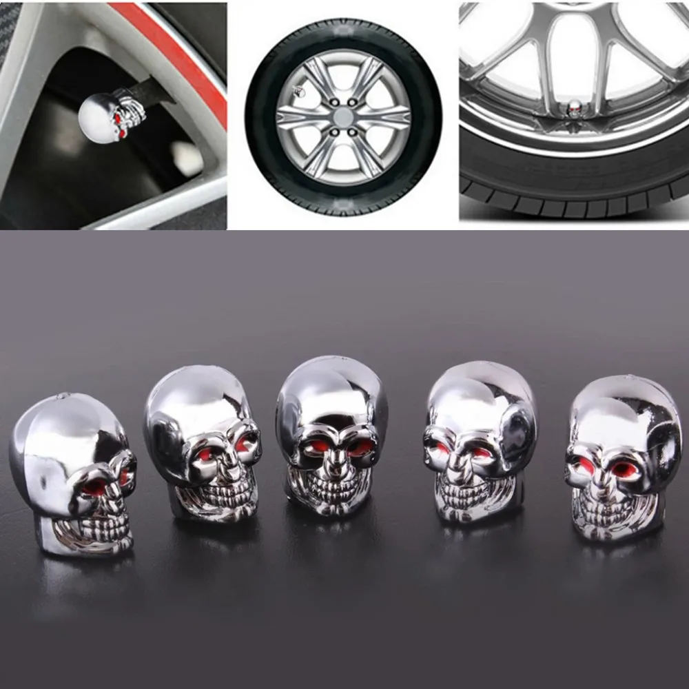 Motorcycle Valve Caps Motorcycle Styling 5Pc Skull Tire Tyre Wheel Car Auto Valves Caps Dust Stem Cover Motocycle Bicycle #1