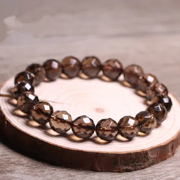 

Natural Stones Citrine Bracelet 64 Facet Crystal Smoky Quartz Round Bead Men Women Bracelet Healing Energy Gift Lucky Jewelry