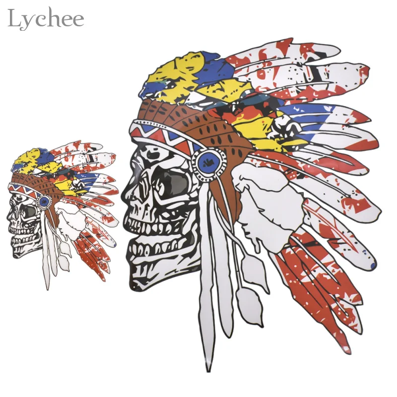 

Lychee 1pc Indians Skull Head Iron On Printing Patches For Clothes Decoration Washable Stickers Heat Transfer Patch Appliques