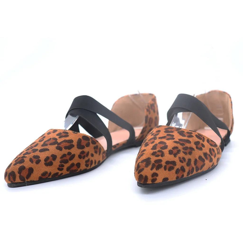MUQGEW/Размеры 35-43; женские сандалии с эластичным ремешком; модные повседневные сандалии с закрытой пяткой и острым носком на плоской подошве; леопардовые пятна; тонкие туфли;#0710