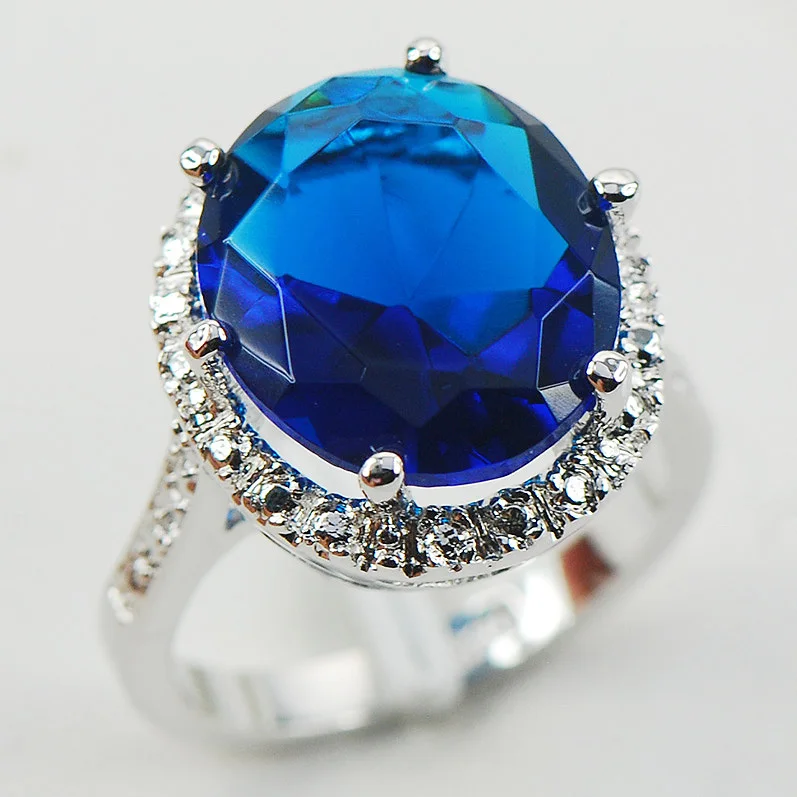 

Blue Crystal Zircon Fashion Women 925 Sterling Silver Ring F975 Size 6 7 8 9 10