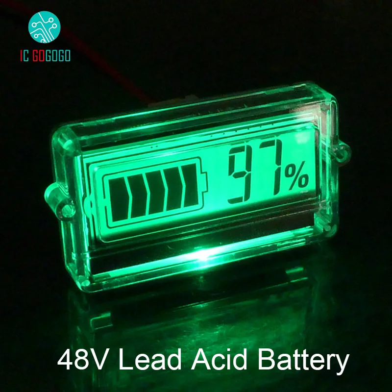 

TH01 Waterproof LCD 48V Lead Acid Battery Capacity Indicator Green Lithium Remaining Power Detection Digit Tester Meter