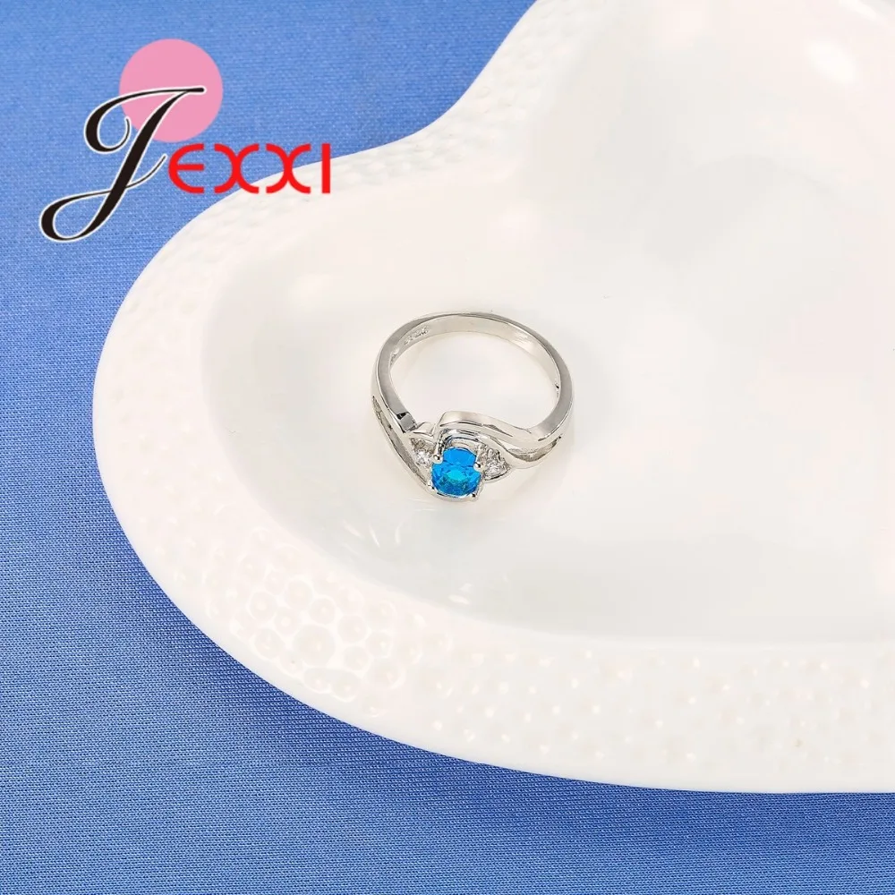 925 пробы серебряные кольца для женщин, ювелирные аксессуары, модные синие кубические циркониевые кольца для женщин, бижутерия