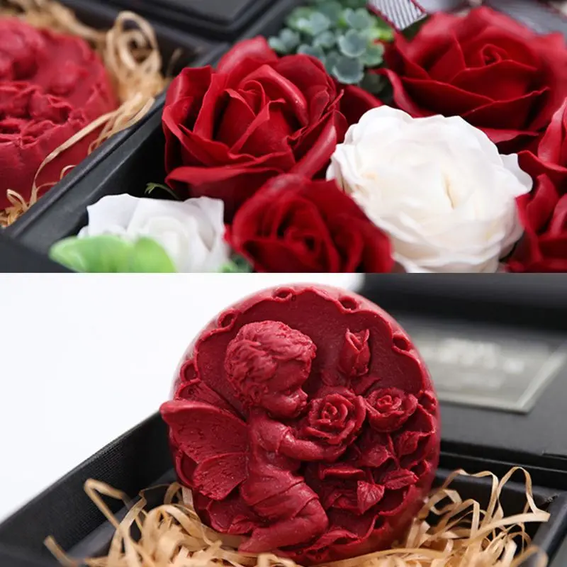 

Creative Artificial Romantic Rose Flower Scented Petal Bath Soap Set With Gift Box Natural Plant Essential Oil Valentines Day