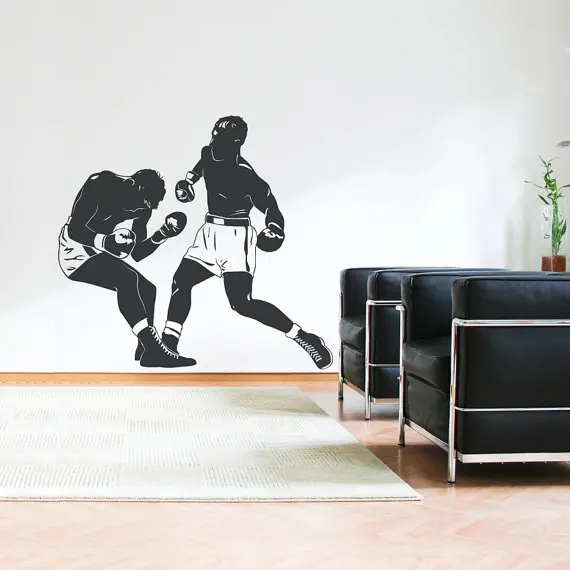 

Boxing Match Wall Decal Newly Arrivals Sports Room Wall Sticker Boxer Decals Wall Art For Men Teens Bedroom Home Decor LC013