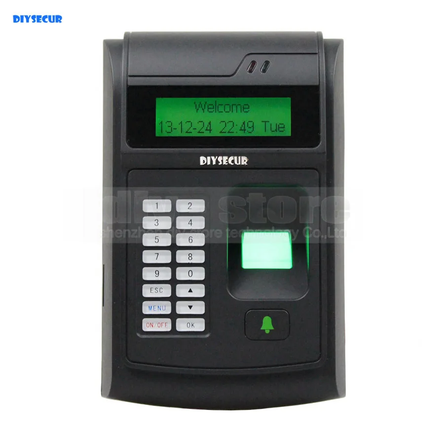 

DIYSECUR LCD Biometric Fingerprint PIN Code Door Lock Access Control + 125KHz RFID ID Card Reader With USB / Door Bell Button