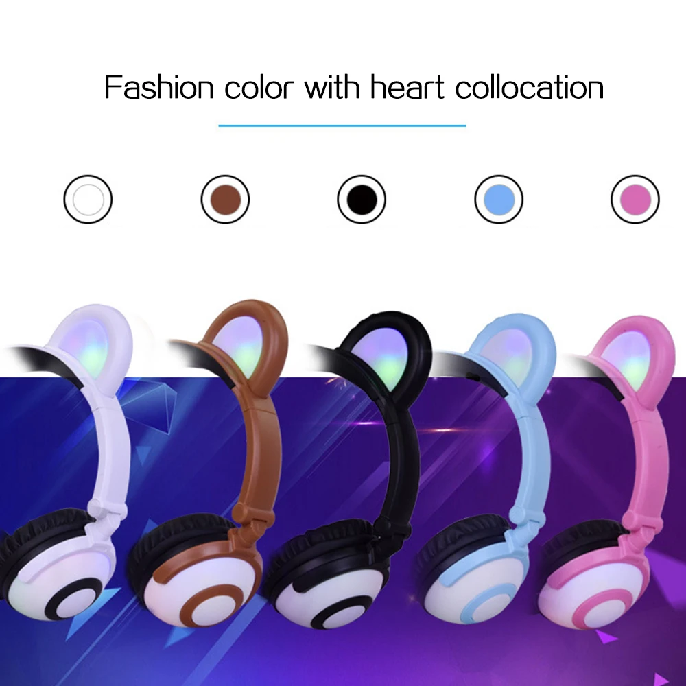RBAYSALE наушники с кошачьими ушками со светящимися 3 5 мм fone Handsfree Auriculares мигающая