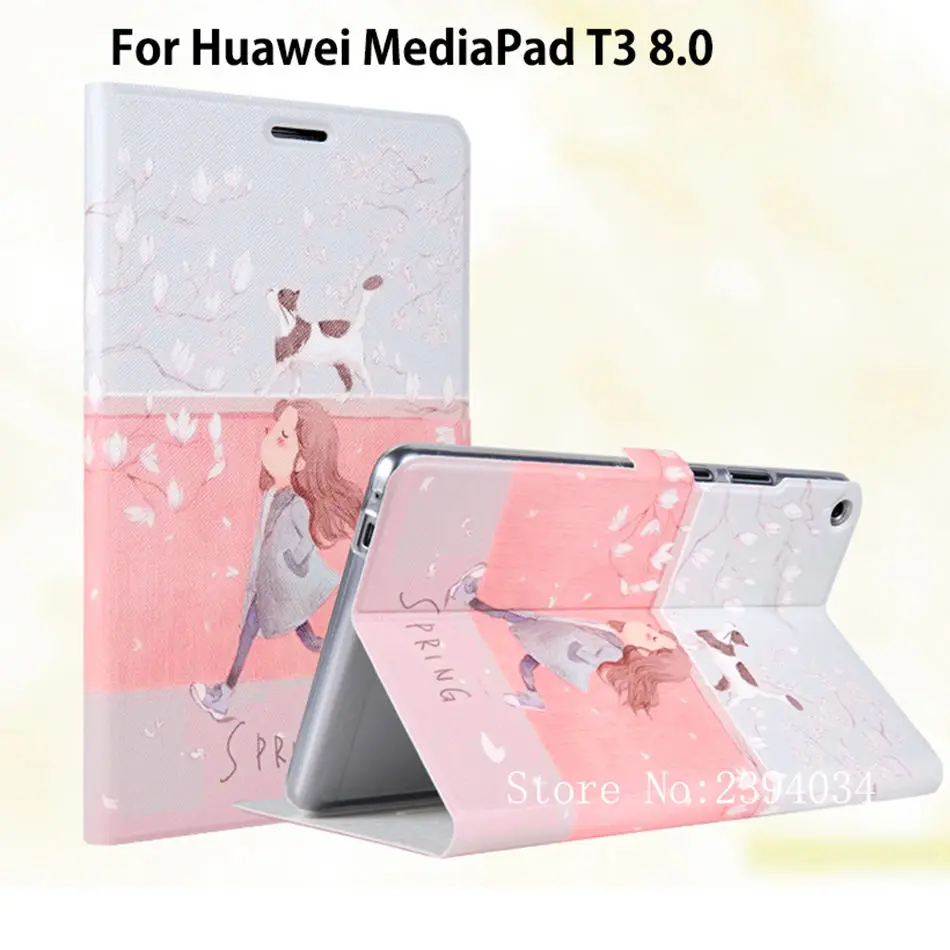 Тонкий Модный чехол из искусственной кожи для huawei MediaPad T3 8," KOB-L09 KOB-W09, умный чехол, чехол для Honor Play Pad 2 8,0, Чехол+ пленка+ ручка