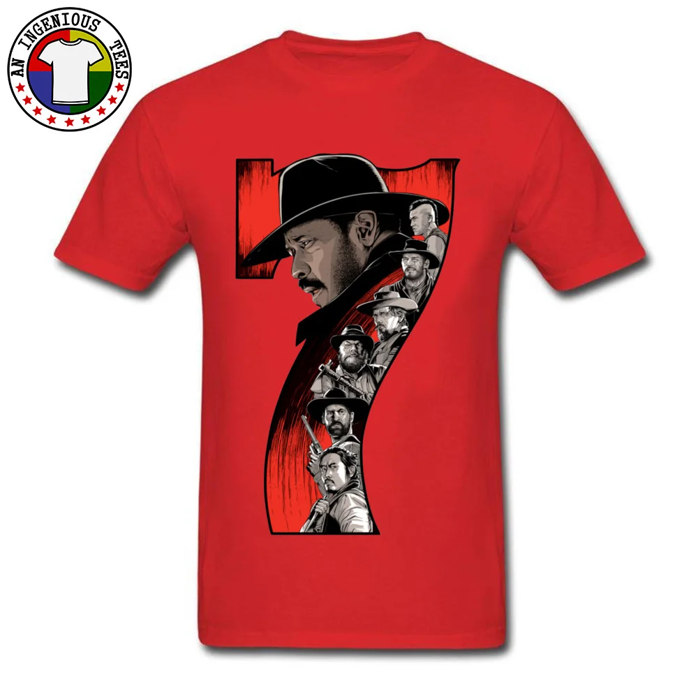 The Magnificent Seven -3304 Normal Summer/Fall Pure Cotton O Neck Boy Tops Shirt Group T Shirt Graphic Short Sleeve T Shirts The Magnificent Seven -3304 red