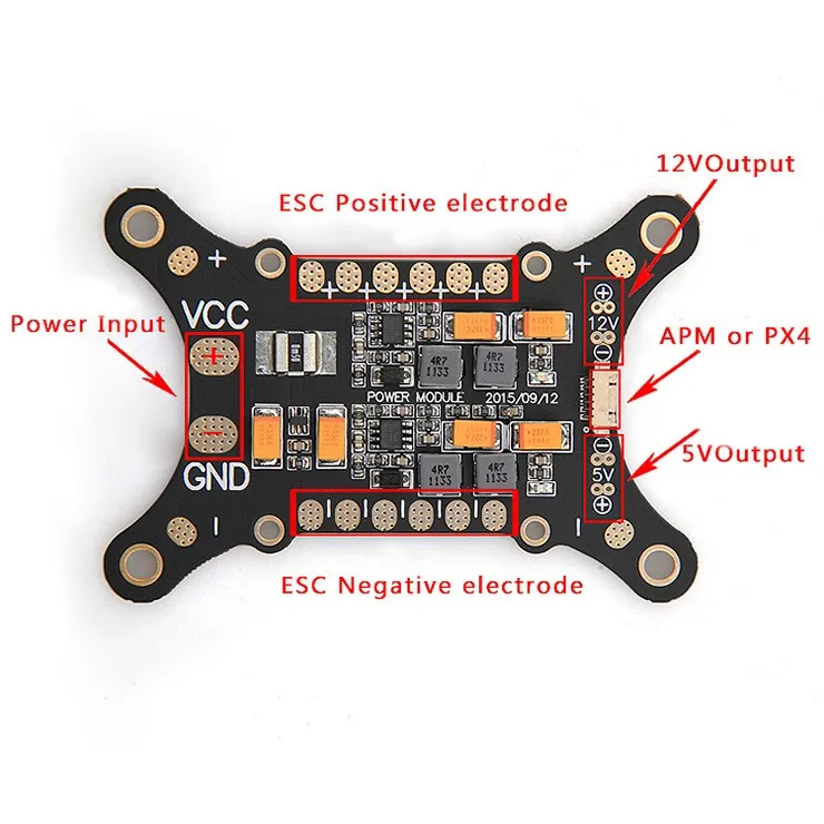 5 в 1 демпфирующая пластина+ ESC распределительная плата питания+ 5 В 12 В BEC+ Датчик тока/напряжения+ модуль питания для Pixhawk APM 2,6 2,8