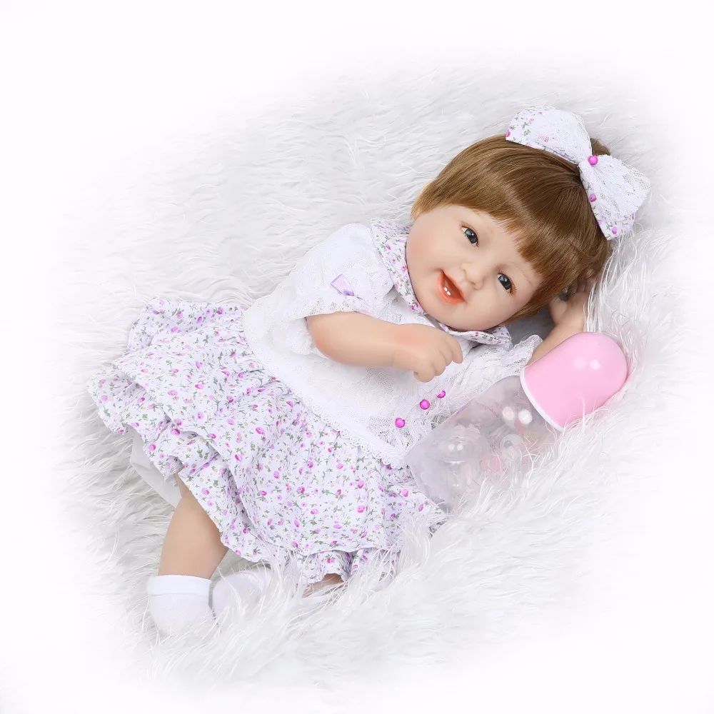 

40cm Soft body silicone reborn baby doll toys lifelike 16inch newborn smile princess babies reborn birthday present Xmas gift