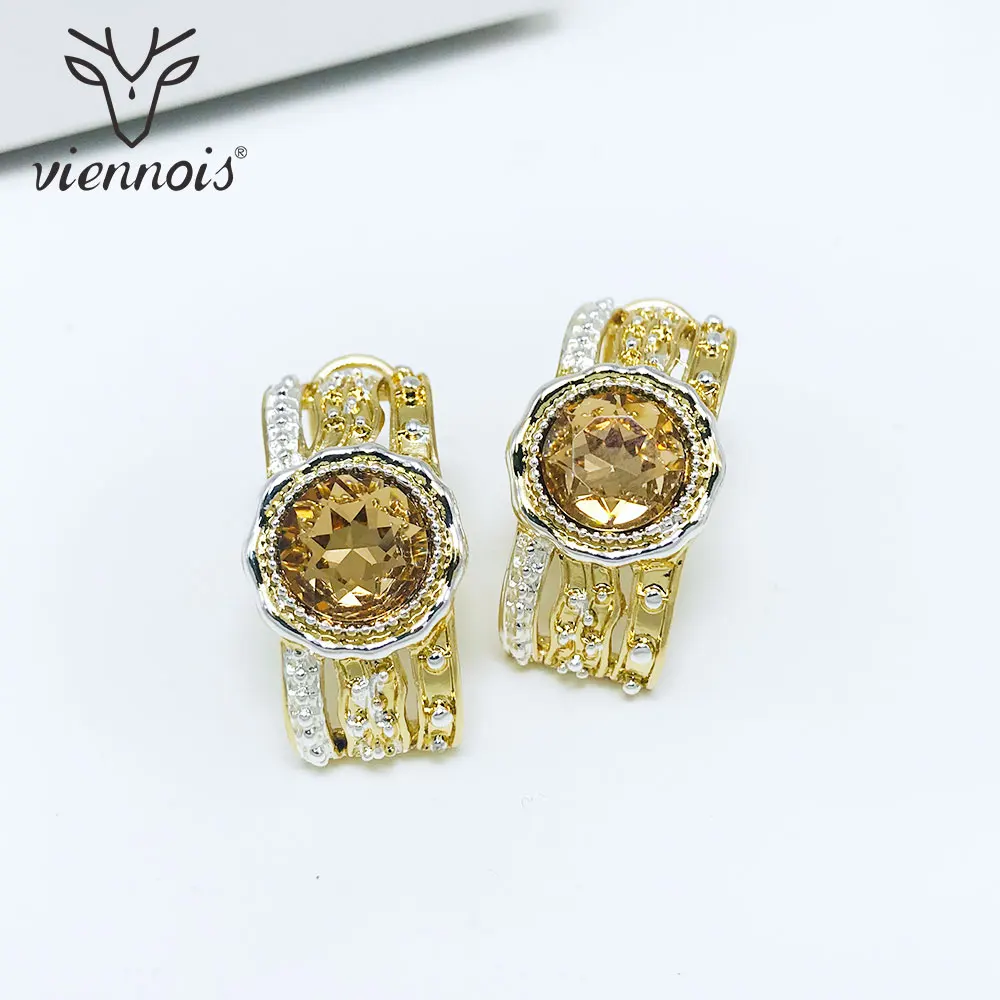 

Viennois Stud Women Irregular Earrings Rhinestone Crystal Vintage Retro Style Gun/Gold/Rose gold Earring with for Earrings