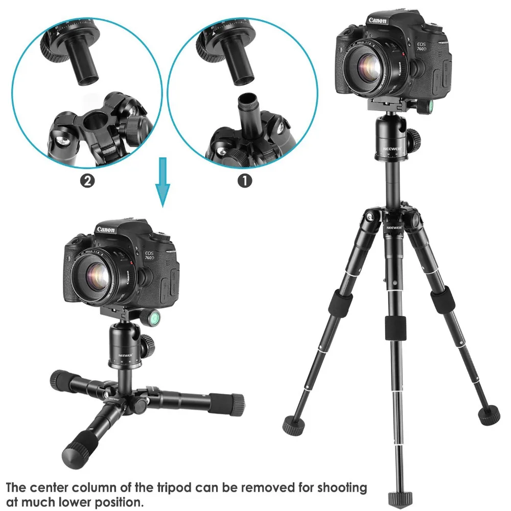 Портативный алюминиевый штатив Neewer M225+ CK30, компактный настольный штатив с шаровой головкой для камеры sony Canon Nikon DSLR для селфи