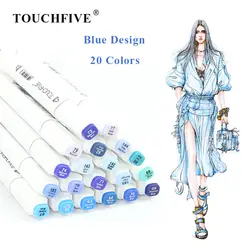 TOUCHFIVE 20 синий дизайн цвета набор маркеров спиртовой основе маркеры эскиз двойной кисточки для рисования Manga товары для рукоделия ручки