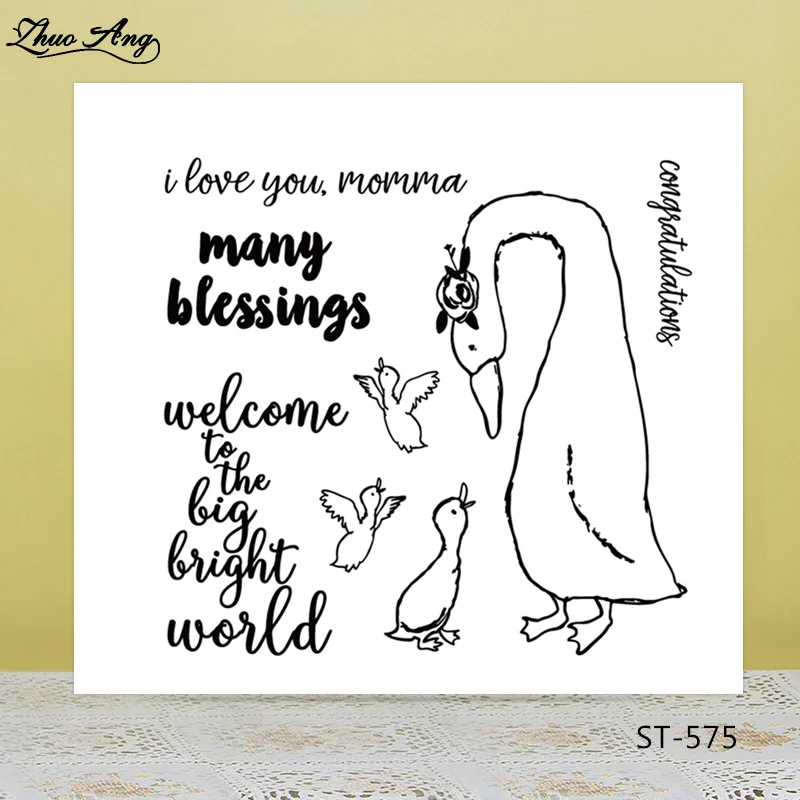 

ZhuoAng Playful white swan Transparent Clear Silicone Stamp/Seal for DIY scrapbooking/photo album Decorative clear stamp
